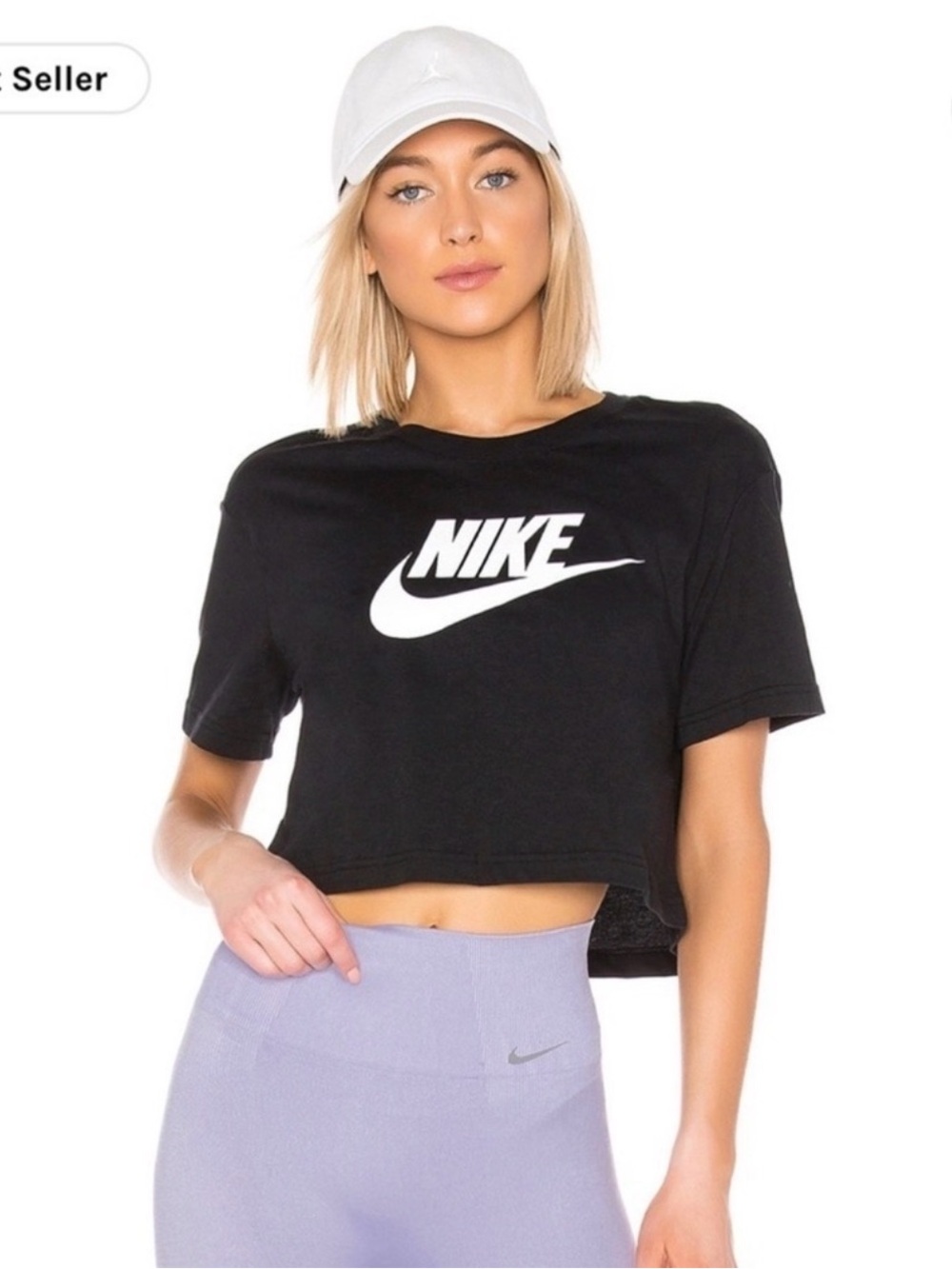Nike Black Cropped Logo Tee size XL